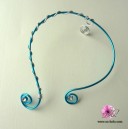 Collier fantaisie "Cocktail" avec bijou de dos en aluminium turquoise et strass