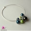 Collier fantaisie "Gourmandise" avec perles en c&eacute;ramique et fil d'aluminium