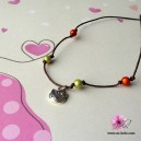 Collier fantaisie enfant "Kitty" en coton et perles
