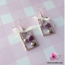Boucles fantaisie perchoir oiseau argent&eacute; et noeud