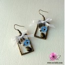 Boucles fantaisie perchoir oiseau bronze et noeud