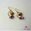 boucles fantaisie oiseaux dor&eacute;es avec fleurs de verre