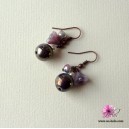 Boucles fantaisie perles c&eacute;ramique et fleurs