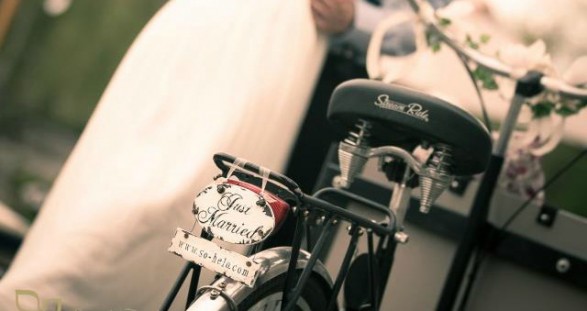 pancarte just married so helo vélo rétro