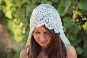 voile mariée esprit rétro bandeau en dentelle