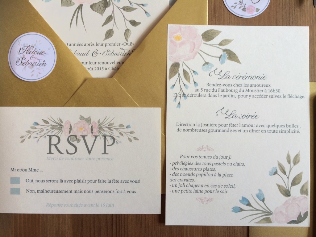 carton réponse et détails journée invitation mariage