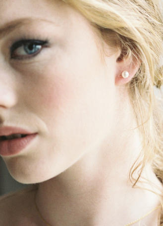 Boucles d'oreilles mariée "Perle" simple clou 2