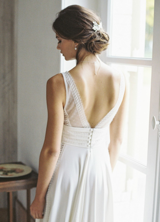 Peigne de mariée "Louison" avec estampes végétales et... 2