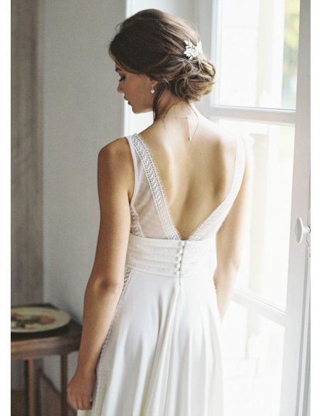 Peigne de mariée "Louison" avec estampes végétales et cristaux