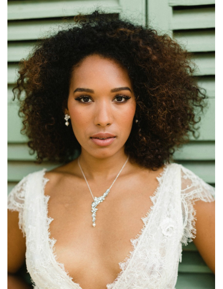 "Inès" collier de mariée champêtre avec fleurs orchidée et perle