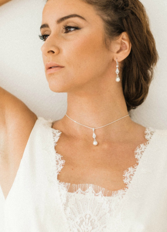 "Clélie" collier de mariée avec pendentif perle