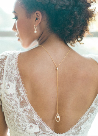 "Emma" collier de mariée pour robe dos décolleté avec perle