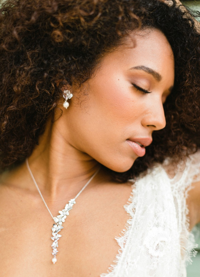 Boucles d'oreilles mariée "Inès" avec...