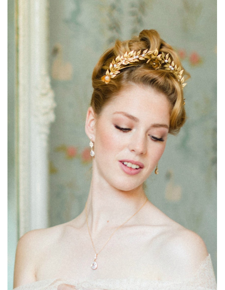 Boucles d'oreilles mariée "Esmée" avec estampes et sertis rétros