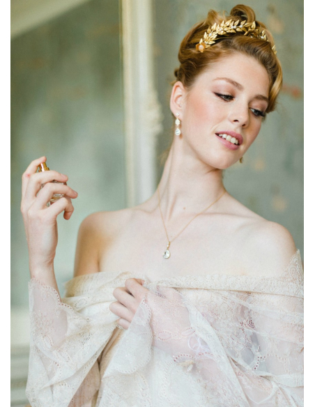 Boucles d'oreilles mariée "Esmée" avec estampes et sertis rétros