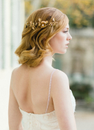 Demi-couronne mariage "Rose" avec fleurs et perles d'eau douce