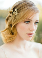 Demi-couronne mariage "Rose" avec fleurs et perles d'eau douce