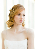 Demi-couronne mariage "Rose" avec fleurs et perles d'eau douce