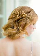 Demi-couronne mariage "Rose" avec fleurs et perles d'eau douce