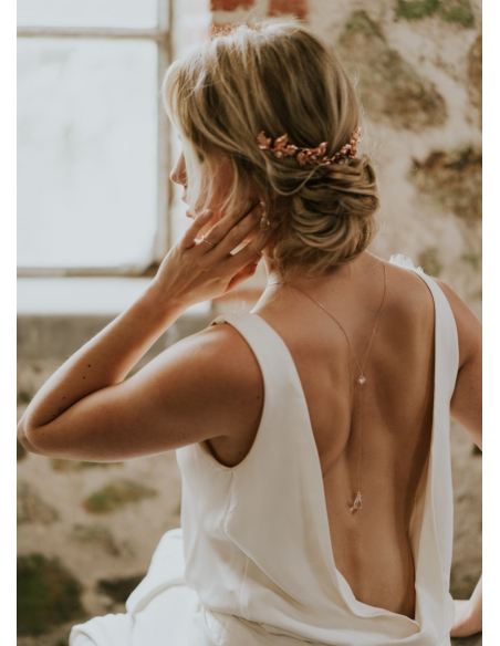 "Elizabeth" Collier de mariée avec bijou robe dos nu