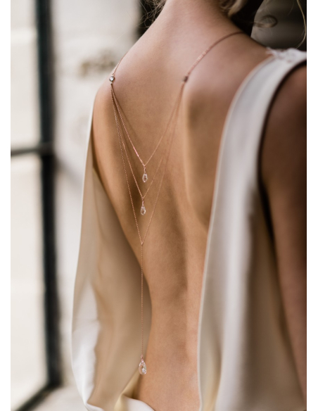 "Sixtine" Collier de mariée avec pendentif et dos en cristal