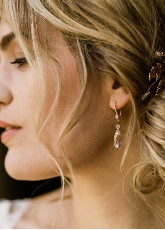 Boucles d'oreilles mariée "Sixtine" avec larmes de...