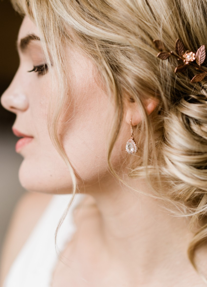 Boucles d'oreilles mariée "Victoria" avec pendant au charme rétro