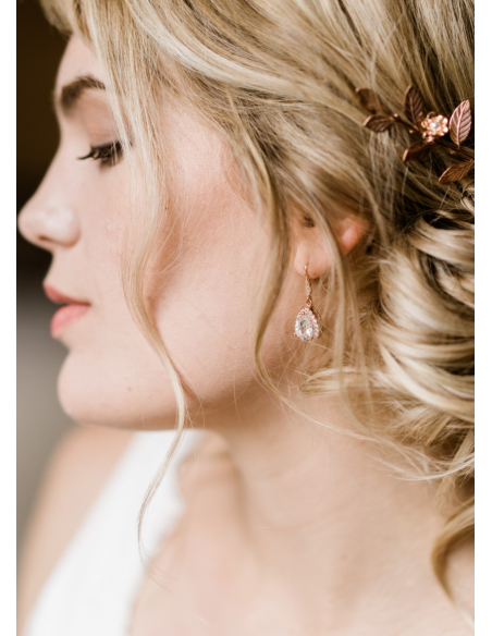 Boucles d'oreilles mariée "Victoria" avec pendant au charme rétro