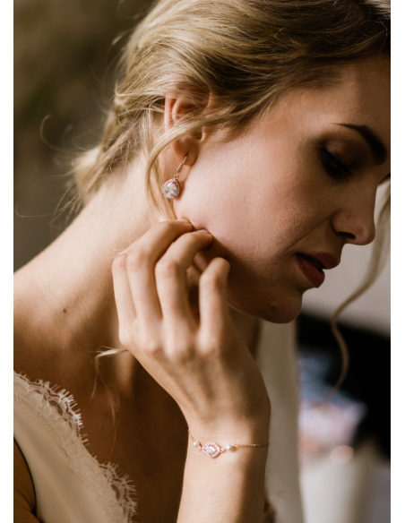 Boucles d'oreilles mariée "Victoria" avec pendant au charme rétro