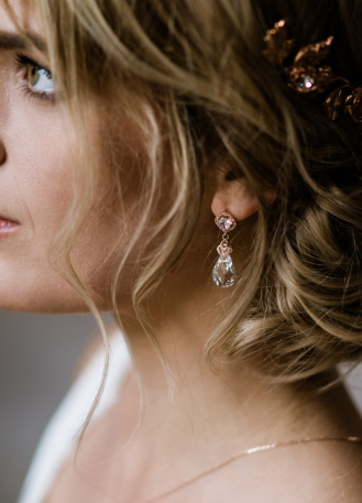 Boucles d'oreilles mariée "Elizabeth" avec gouttes de... 2