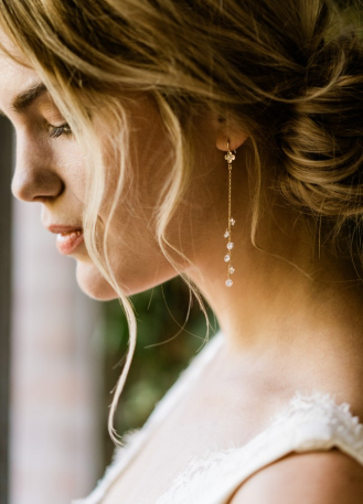 Boucles d'oreilles mariée "Lily" pendantes avec chaines... 2