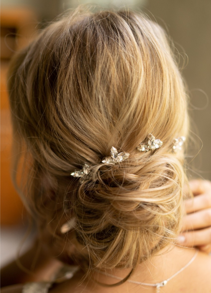 Trio de pics en cristal "Lise" pour votre chignon de mariée