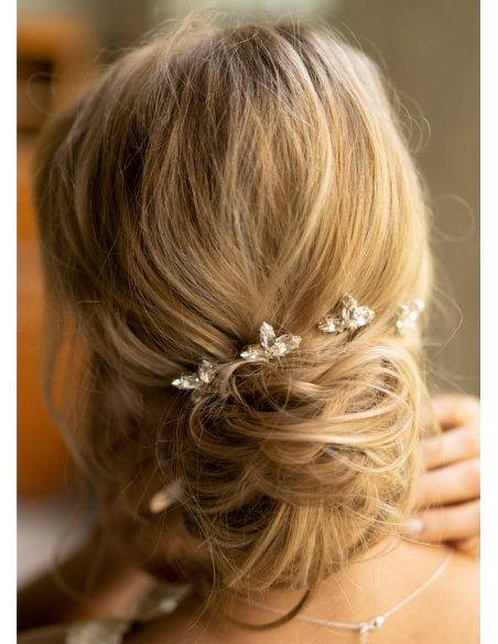 Trio de pics en cristal "Lise" pour votre chignon de mariée