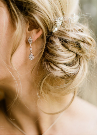 Trio de pics en cristal "Lise" pour votre chignon de mariée 2