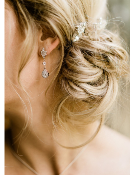 Trio de pics en cristal "Lise" pour votre chignon de mariée