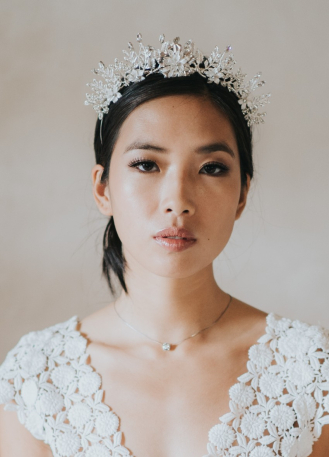 "Zélie" collier de mariée avec cabochon de cristal 2