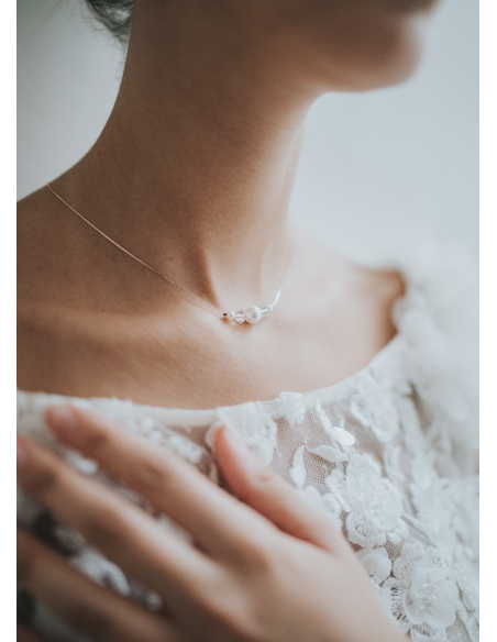 "Célestine" Collier de mariée avec perles nacrées et cristal