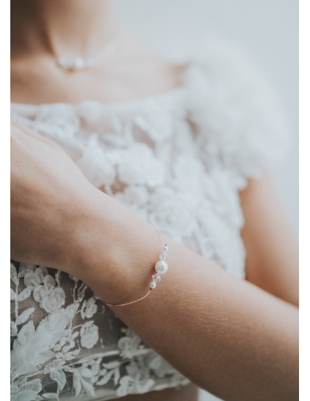 "Célestine" Collier de mariée avec perles nacrées et cristal