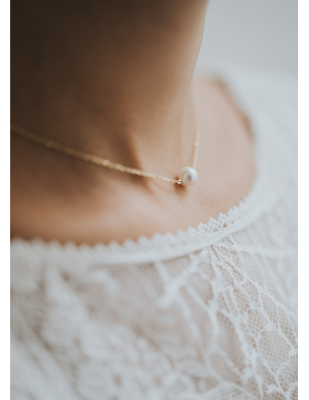 "Alba" collier de mariée tendance avec perle pour robe dos nu