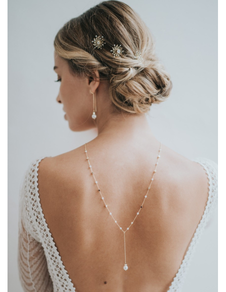 "Alba" collier de mariée tendance avec perle pour robe dos nu