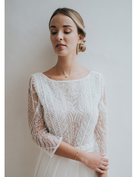 "Alba" collier de mariée tendance avec perle pour robe dos nu