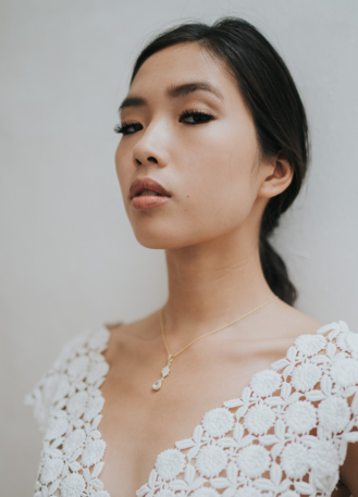 "Renesmée" Collier mariée discret avec sertis rétro et sa... 2