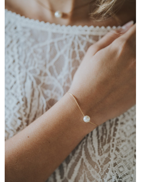 Bracelet mariage "Emilie" simple avec perle nacrée