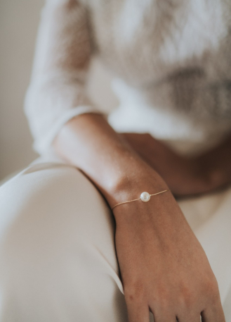 Bracelet mariage "Emilie" simple avec perle nacrée 2