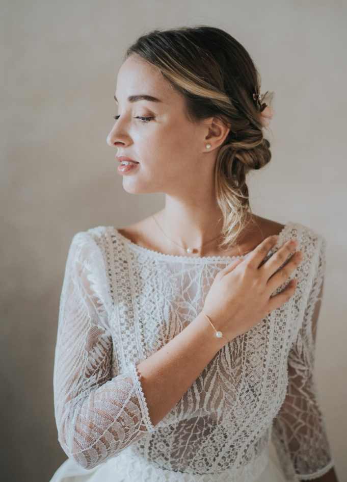 Bracelet mariage "Emilie" simple avec... Bracelet mariage "Emilie" simple avec...