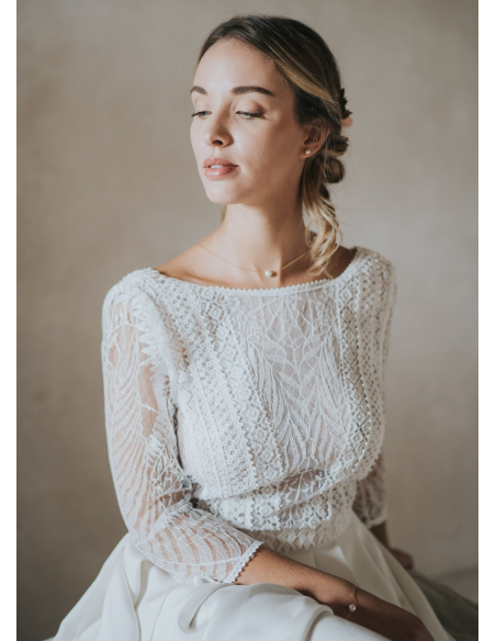 Bracelet mariage "Emilie" simple avec perle nacrée