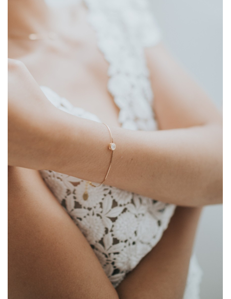 Bracelet mariage "Lana" avec pierre sertie fine et discrète