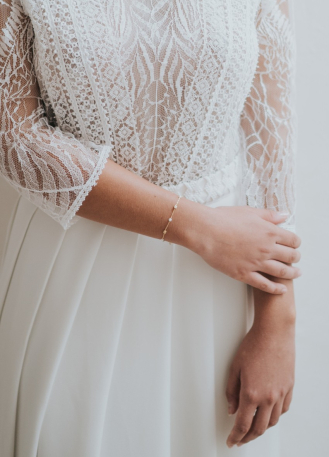 Bracelet mariage "Alba" avec chaine tendance perlée 2