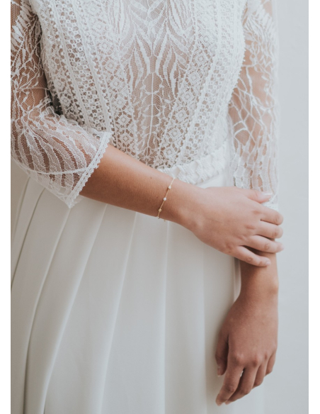 Bracelet mariage "Alba" avec chaine tendance perlée