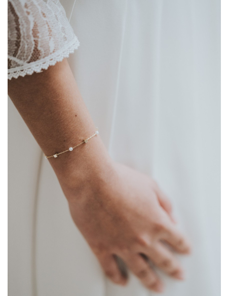 Bracelet mariage "Alba" avec chaine tendance perlée